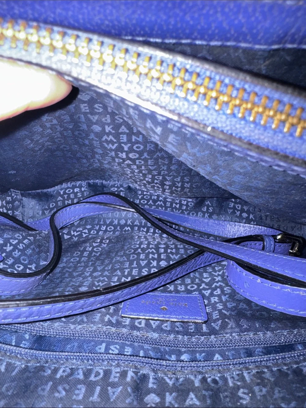 kate spade Navy Leather Satchel with Scarf Accent